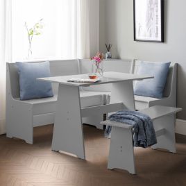 Newport Stylish Corner Dining Set With Storage Bench - Dove Grey