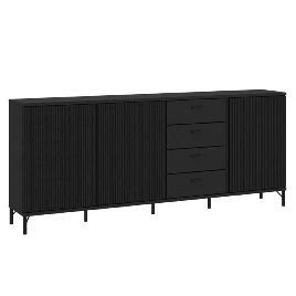 CENDRIX 3 Doors Sideboard with 4 Drawers - Black