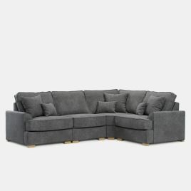 Corner Sofa - HERITAGE Fabric 3 Seater Left Hand Facing - Grey