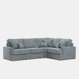 Corner Sofa - HERITAGE Fabric 3 Seater Left Hand Facing - Light Blue