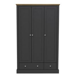 Devon 3 Door Wardrobes with 2 Drawer - Charcoal