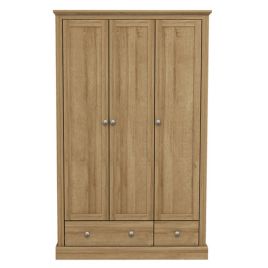 Devon 3 Door Wardrobes with 2 Drawer - Oak