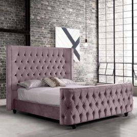 Harmony Plush Velvet Fabric Bed, Pink Colour - 5 Sizes