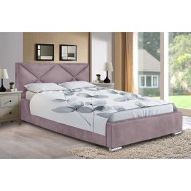 Mevena Plush Velvet Fabric Bed, Pink Colour - 5 Sizes