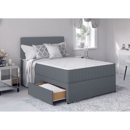 Divan Bed Frame with Memory Foam Mattress - Grey