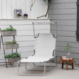 Garden Folding Recliner Sun Lounger Adjustable Chair - Grey