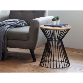 Jersey Round Metal Wire Lamp Table - Euro Oak