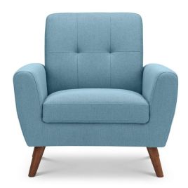 Monza Stylish Retro Linen Fabric Armchair - Blue
