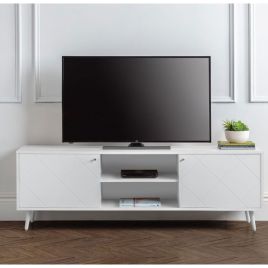 Moritz Elegant TV Cabinet With 2 Doors and Open Shelves- White