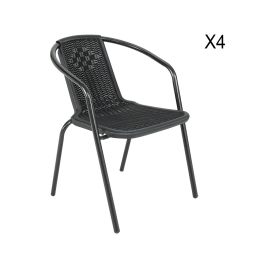 PE Rattan Stacking Garden Chairs Set of 4