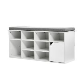 White Padded Shoe Storage Bench