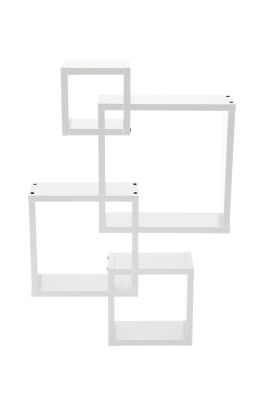 White Wooden Irregular Cube Floating Shelf Decoration White