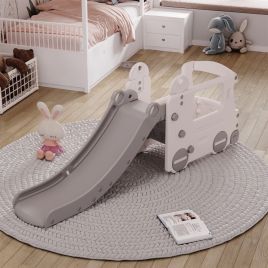 2 In 1 Indoor Kids Bus Toddlers Safety Climber Playset With Slide
