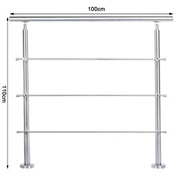 Silver Floor Mount Stainless Steel Handrail for Slopes and Stairs