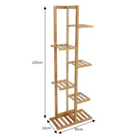 Rustic Freestanding Wooden Multi-Tiered Borwn Potted Plant Stand