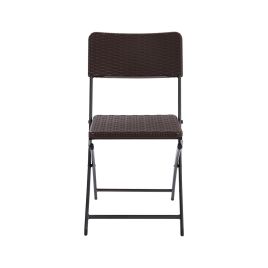 Set of 2 Outdoor Rattan Plastic Folding Chairs Brown