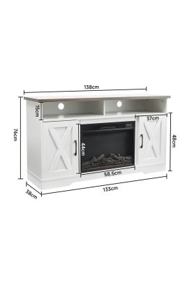 138cm W White Recessed Electric Fireplace TV Stand