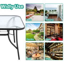 Tempered Glass Outdoor Coffee Table with Parasol Hole