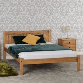Maya 4ft6 Double Bed - Distressed Waxed Pine