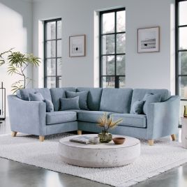 Corner Sofa - KRISTY Fabric 3 Seater Right Hand Facing - Light Blue