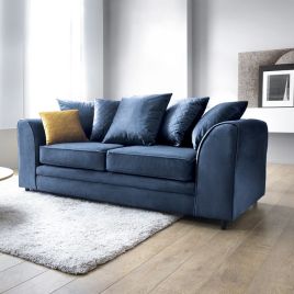 NIOMI Velvet 3 Seater Scatterback Sofa - Dark Blue