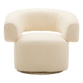 ORLAVOR Boucle Fabric Curved Revolving Armchair - Cream