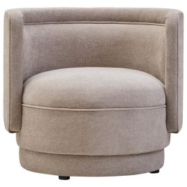 XELWYN Chenille Fabric Curved Armchair - Brown