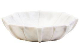 HAVERLYN Large Marble Lotus Decorative Bowl - White