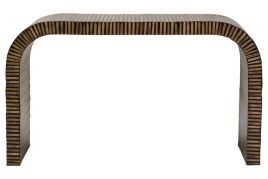 ELVIORA Curved Console Table - Black with Oak