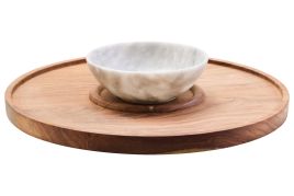 BRAVELYN Marble Chip And Dip Serving Platter - Brown and White