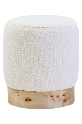 CARDENNE Boucle Fabric Round Stool - Cream