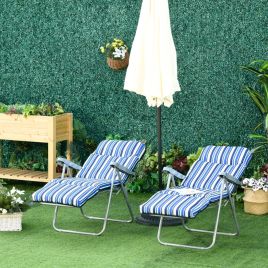 Set of 2 Foldable Garden Sun Lounger Adjustable Recliner Seat - Multicolour