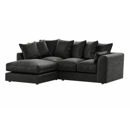 Modern Design Plush Fabric Corner Sofa LEFT RIGHT Hand Option - Black