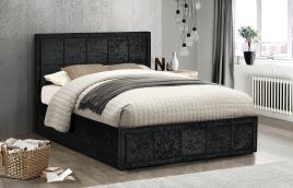 Birlea Hannover Black Crushed Velvet Ottoman Storage Bed - Double 4ft6