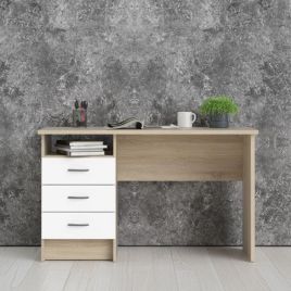Milton 3 Drawers Computer Desk - Oak and White