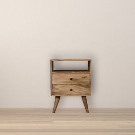 Mid-Century Classic Oak ish 2 Drawers Bedside Table