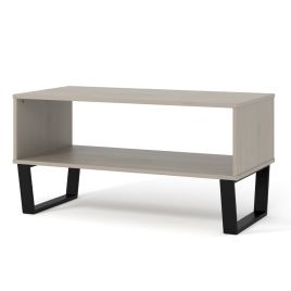 Texas Black Metal Frame Open Slot Coffee Table - Grey Waxed Pine