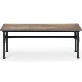 Carnegie Industrial Design 2 Seater Solid Elm Wood Bench - Black