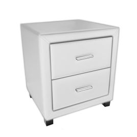 Bedside Table - DACIA 2 Drawer Nightstand White 47cm