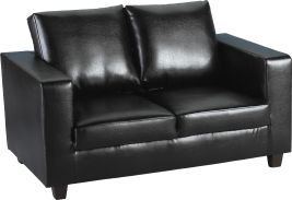Tempo Two Seater Sofa-in-a-Box - Black Faux Leather