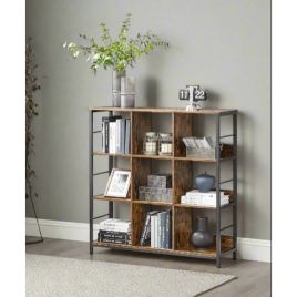 QUIVANTE Ladder Shelf 3-Tier Bookcase - Rustic Brown