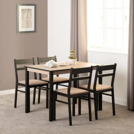 Radley Dining Set - Black Oak Effect Oat Fabric