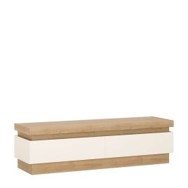 Lyon 2 drawer TV cabinet (including LED lighting) - Riviera Oak/White high gloss