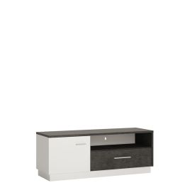 Zingaro 1 door 1 drawer TV cabinet - Slate Grey and Alpine White