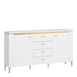 Sideboard - LAZIO 2 Door 4 Drawer Sideboard Alpine White and White Gloss 155.3cm