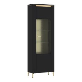 Display Cabinet - GENOA 1 Door Cabinet Black Matt and Gold 65.5cm