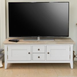 Ransley Grey Limed Widescreen TV Stand with 2 Door and 2 Drawers