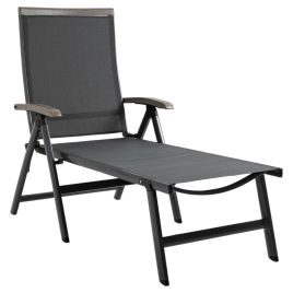 Aluminium Frame Folding Garden Sun Lounger with 5 Position Adjustable - Dark Grey
