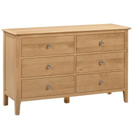 Oak Finish Chest of Drawers - CLAPPEN Large Chest  6 Drawers  Double Chest