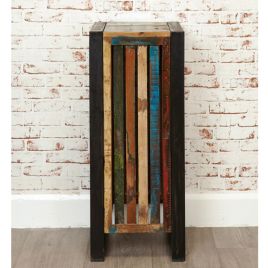 Laura Urban Edge Tall Slatted Lamp Table - Natural Wood